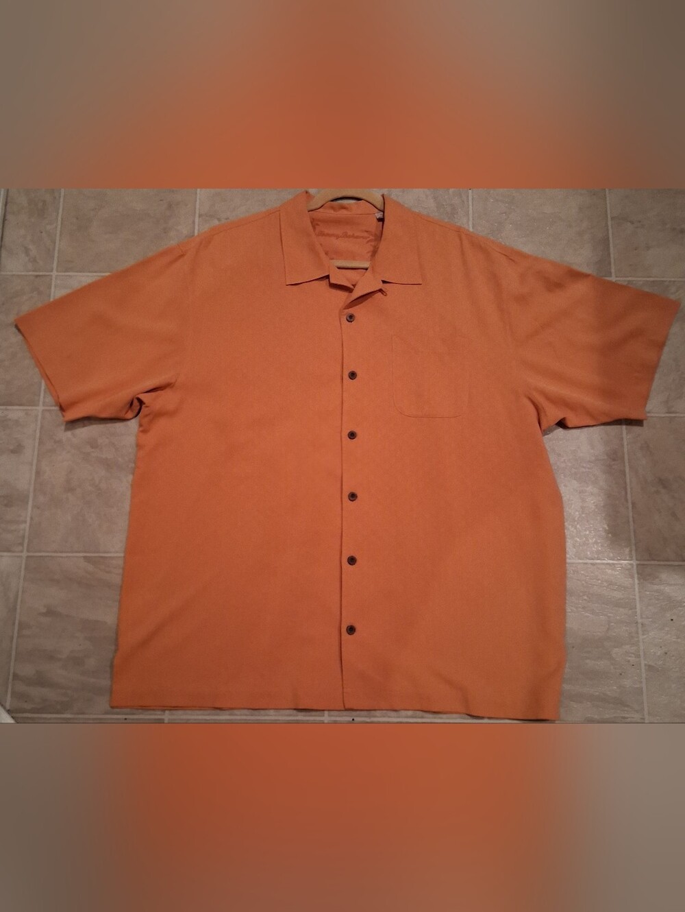 Tommy Bahama Orange Button Down Silk Shirt Sz. XL